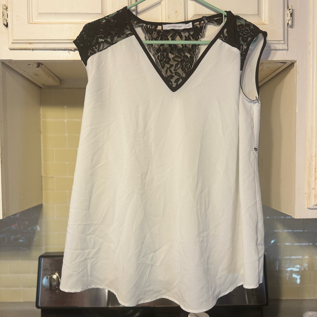 Jules And Jim Chiffon Top Size Large Black And White